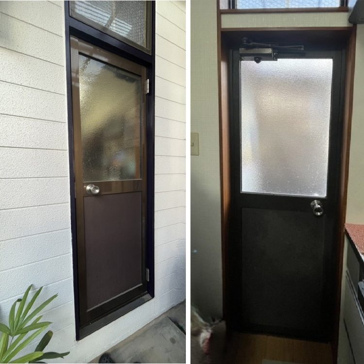 勝手口ドア リフォーム 交換 工事 カバー工法 愛知県春日井市 LIXIL リシェント勝手口ドア 施工事例 金額 価格 費用 口コミ 窓工房テラムラ 寺村商事株式会社